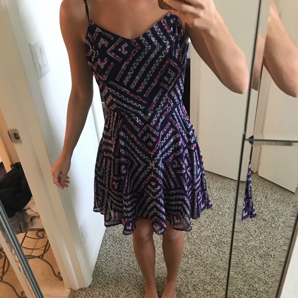Tribal strapless dress with detailed back